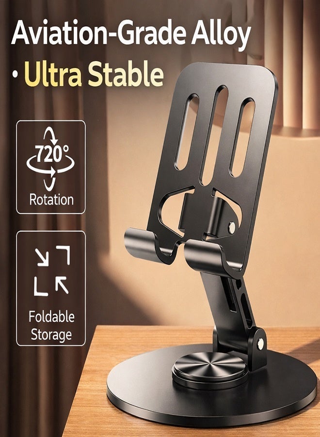 MTL Metal Phone & Tablet Stand with 360° Rotation – Adjustable Foldable Desktop Mobile Holder, Stable Alloy Bracket for Live Streaming & Office Use - Image 5